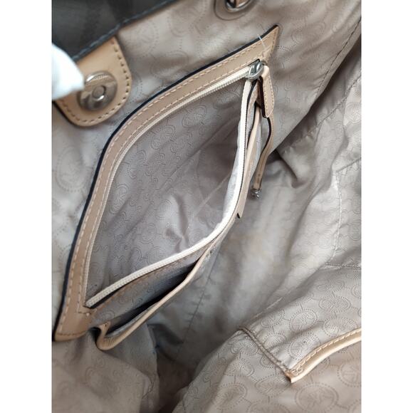 Michael Kors Jet Set Gray Leather MK Printed Double Handles Tote Shoulder Bag - Picture 14 of 16